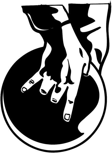 Hands holding bowling ball vinyl sticker. Customize on line. Sports 085-1139